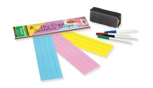 Dry Erase Sentence Strips 3x24 30 pack (assorted colors)