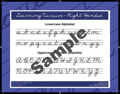 Learning Cursive – Right-Handed Reference Card